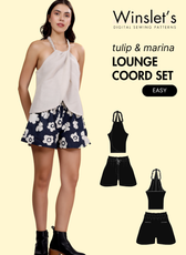 Lounge Coord Set Sewing Pattern – Braided Halter Top with Drawstring Shorts