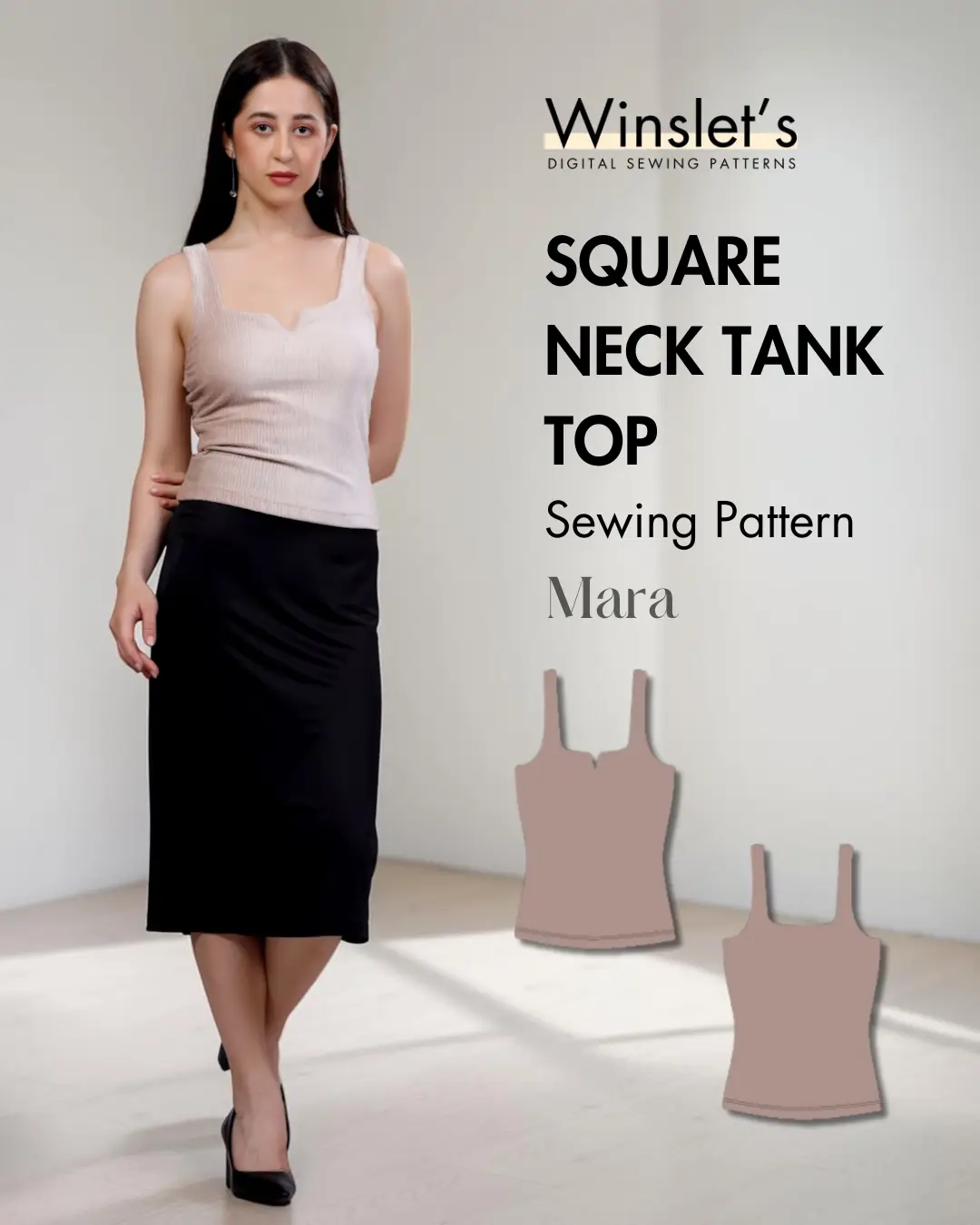 Square Neck Tank Top Sewing Pattern 'Mara'