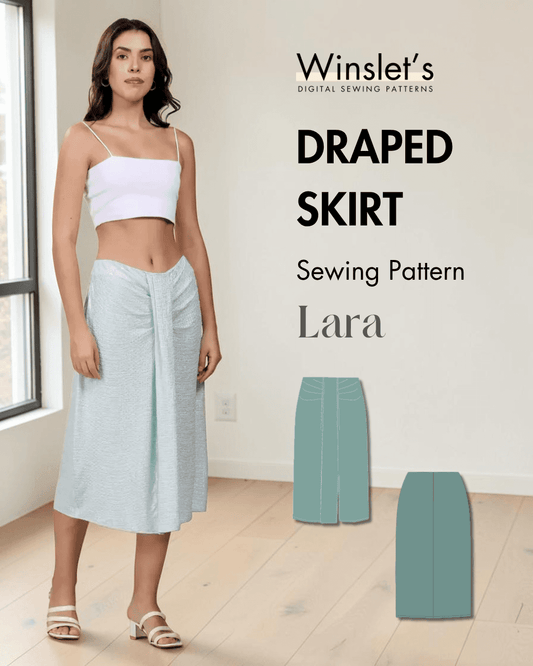 Women's midi draped skirt with soft center pleats and subtle side slit