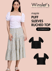 Puff Sleeves Ruched Top Sewing Pattern 'Maple'
