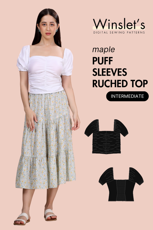 Puff Sleeves Ruched Top Sewing Pattern 'Maple'
