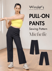 Women's high-waisted pull-on pants sewing pattern 'Michelle'
