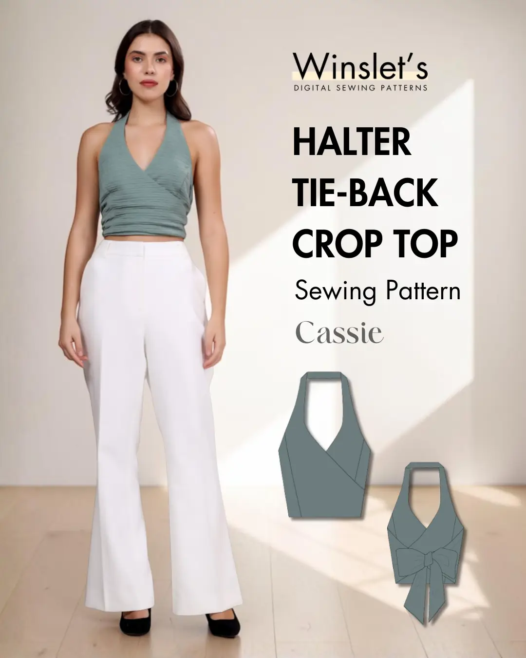 Halter Tie-back Crop Top Sewing Pattern 'Cassie'