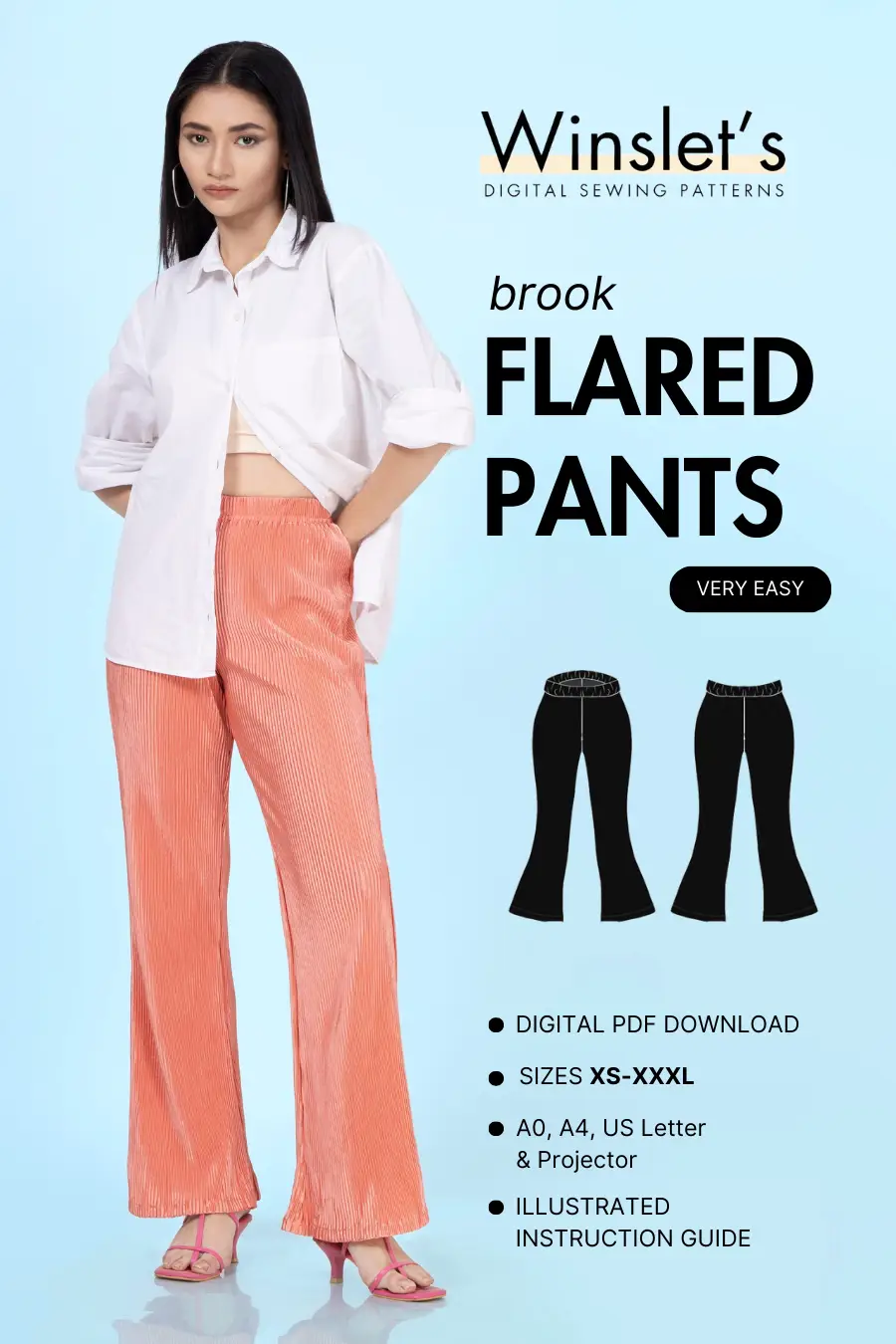 Flared Pants Sewing Pattern 'Brook'