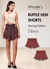 Women's cottagecore ruffle hem shorts sewing pattern 'Flora'