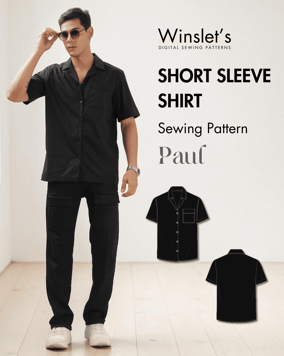 Men's short sleeve camp collar shirt sewing pattern 'Paul'