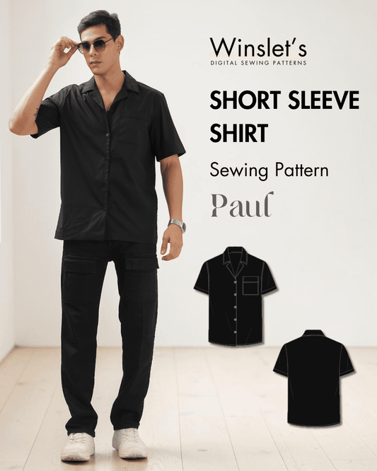 Men's short sleeve camp collar shirt sewing pattern 'Paul'