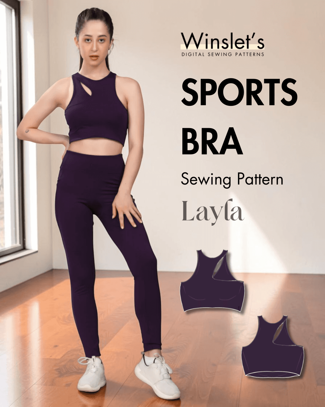 Sports bra sewing pattern 'Layla' with cut-out details