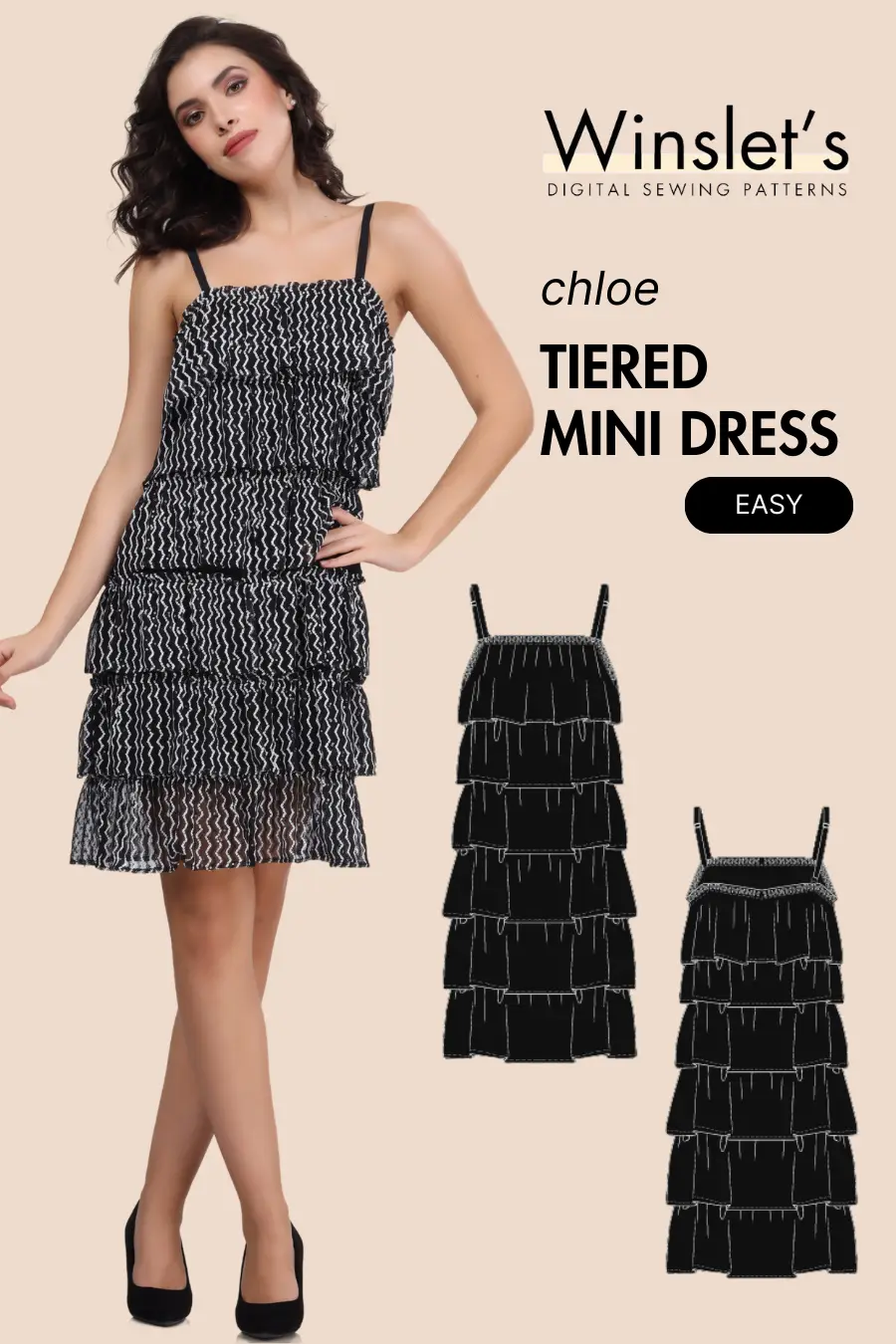 Tiered Mini Dress Sewing Pattern 'Chloe'