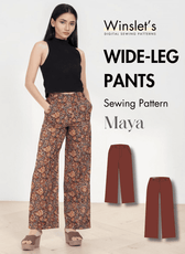 Women's wide leg pants sewing pattern 'Maya' with high waist and woven fabric