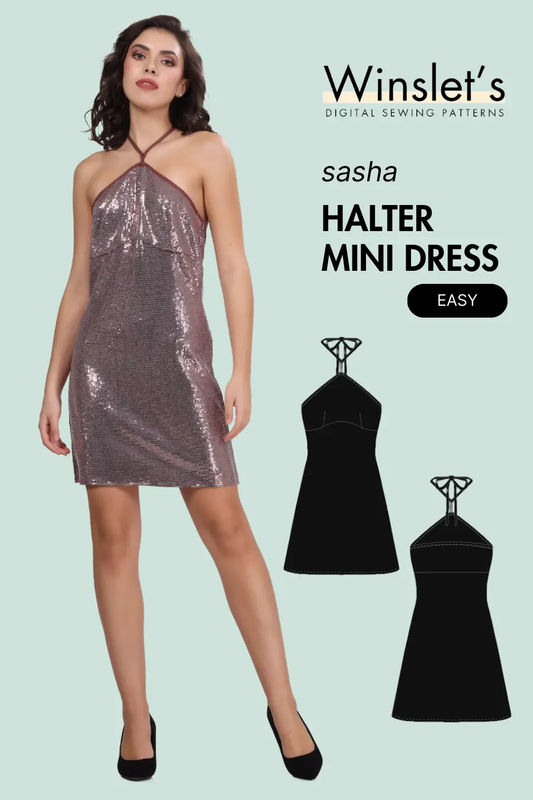 Halter Mini Dress Sewing Pattern 'Sasha'