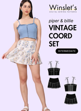 Vintage Coord Set Sewing Pattern – Strappy Bustier Top & Mini Flounce Skirt