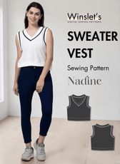 Sweater vest sewing pattern 'Nadine' with V-neck and ribbed hem