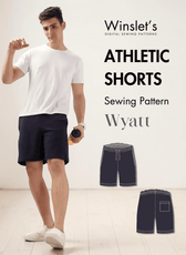 Men's athletic shorts sewing pattern PDF with elastic waistband and side pockets