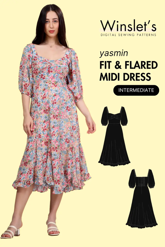 Fit & Flared Midi Dress Sewing Pattern 'Yasmin'