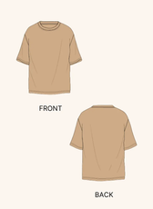 Illustration of the Men's Oversized T-shirt 'Archie' pattern, displaying both front and back views for easy sewing reference.