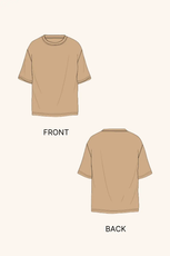 Illustration of the Men's Oversized T-shirt 'Archie' pattern, displaying both front and back views for easy sewing reference.