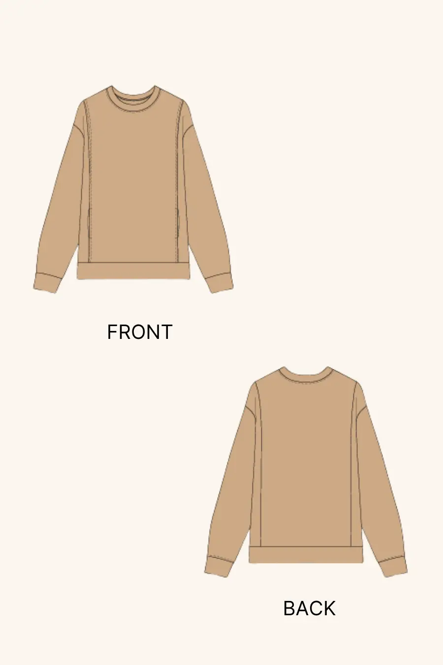 Crew Neck Sweatshirt PDF Men's Top Sewing Pattern |Long Sleeves
