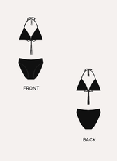 Illustration of bikini top sewing pattern front and back views