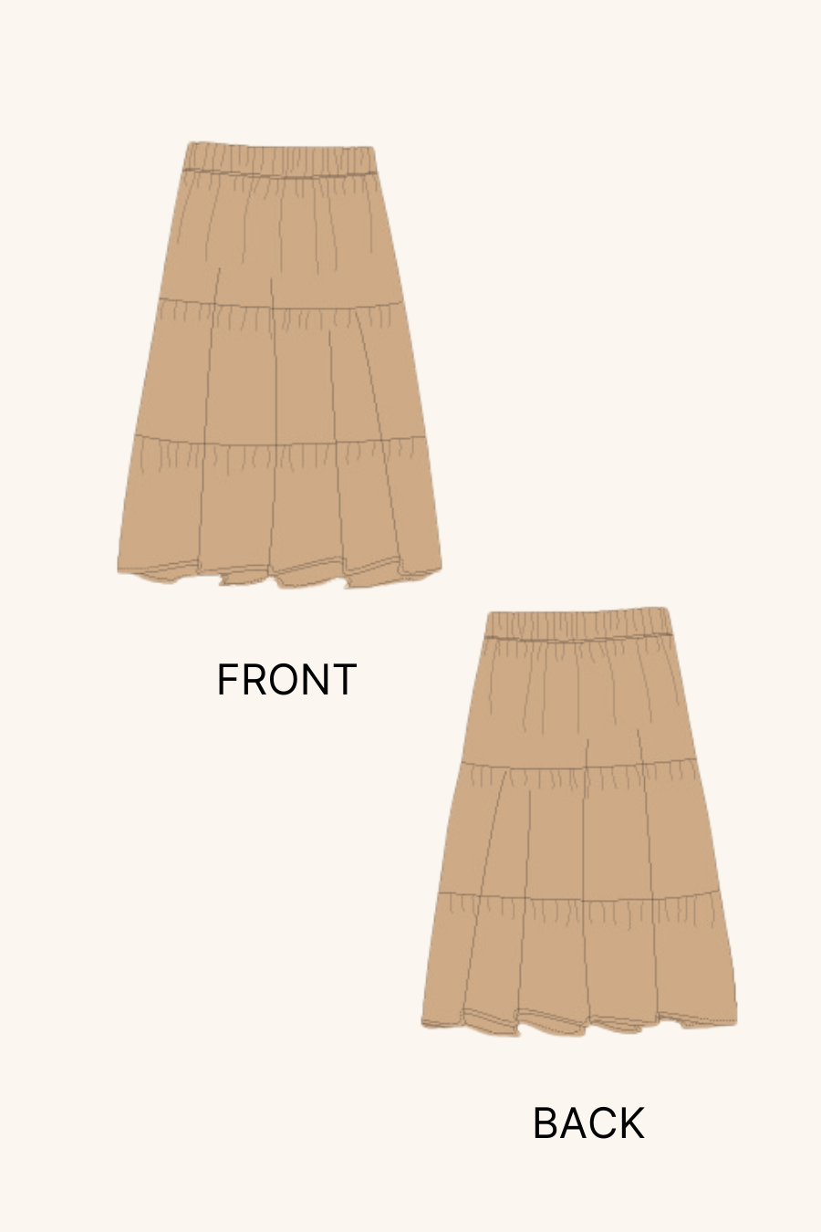 Tiered Midi Skirt Sewing Pattern 'Mila'