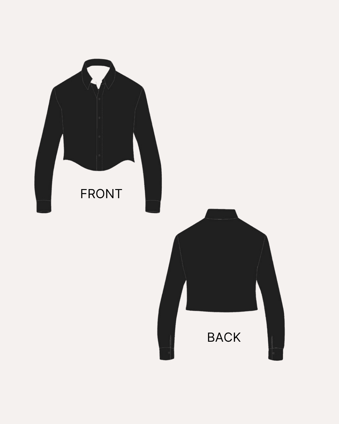 Sewing pattern front view for cropped shirt 'Ash'