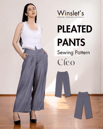 Women's wide-leg pleated pants sewing pattern 'Cleo' for crafting