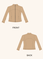 Technical illustration of the Venus sports jacket sewing pattern, displaying front and back views with seam details for DIY sewing projects.