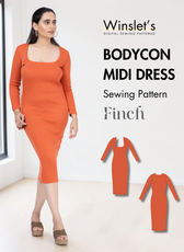 Bodycon Midi Dress Sewing Pattern 'Finch'