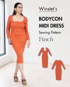 Bodycon Midi Dress Sewing Pattern 'Finch'