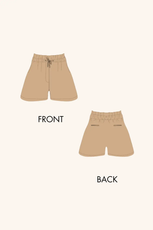 2d sketch of the high-waisted drawstring shorts pattern by winslet's