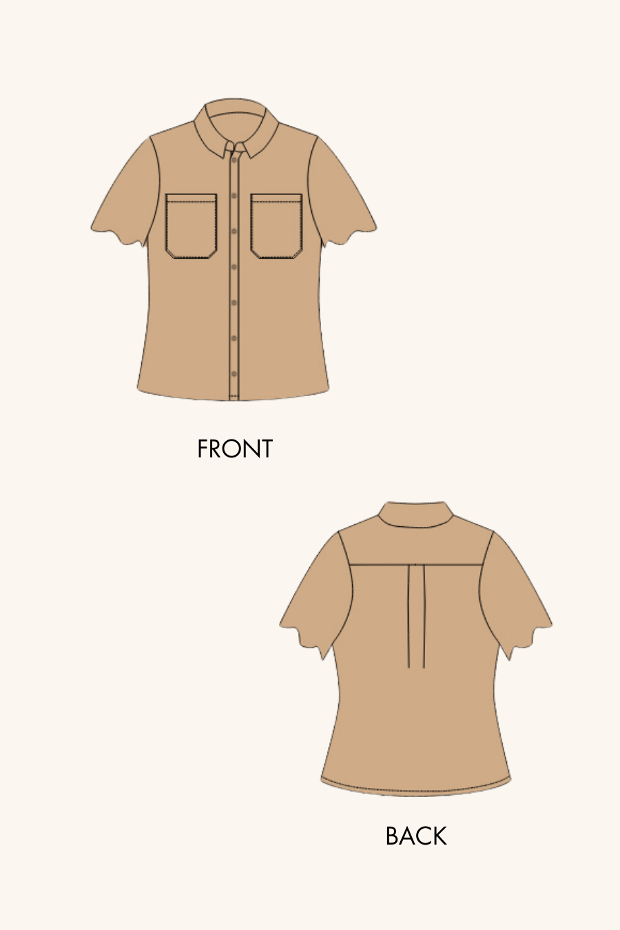 2D Sketch of short sleeve shirt