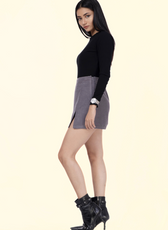 Side view of the 'Jasmine' skort, displaying its sleek silhouette and modern cut. Ideal for those looking to sew a trendy and versatile skort.