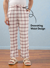 Close-up of Men's Lounge Pajama Pants Sewing Pattern 'Dan' showing adjustable drawstring waist for comfort and customization in loungewear sewing.