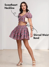 Shirred Crop Top & Tiered Mini Skirt Set Sewing Pattern 'Mariposa'
