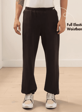 Close-up of men's joggers sewing pattern with full elastic waistband and side seam pockets