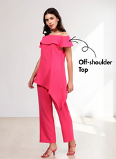 Off-shoulder Top and Straight Leg Pants Co-ord Set Sewing Pattern 'Anya'