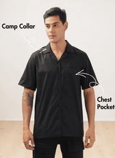 Men's short sleeve camp collar shirt with chest pocket sewing pattern