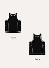 Technical sewing pattern diagram for front and back of women's tank top 'Tracy'