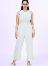 Vivian Jumpsuit Pattern showcasing a sleeveless fitted bodice and straight-leg pants. A polished sewing pattern for a formal outfit.