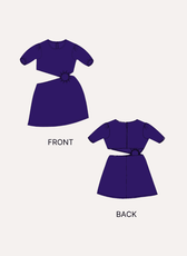Puff Sleeve Mini Dress Sewing Pattern 'Tori' front view with puff sleeves and waist detail