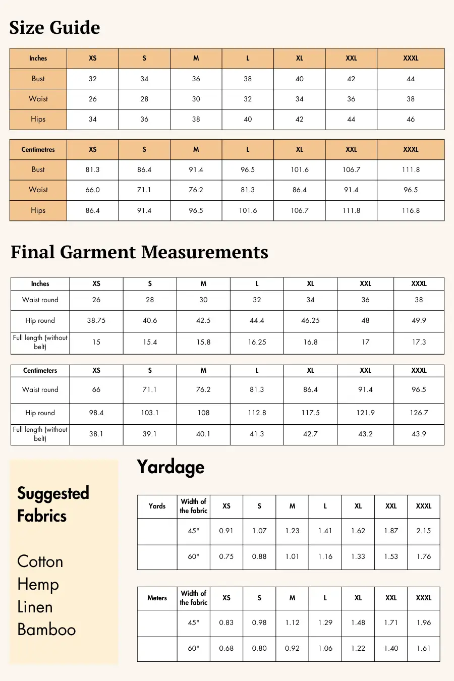 Size and fabric choice guide of high-waisted shorts sewing pattern