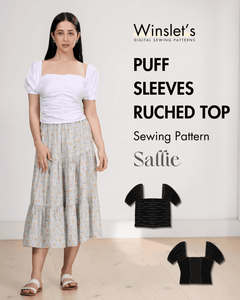 Puff Sleeves Ruched Top Sewing Pattern 'Sallie'