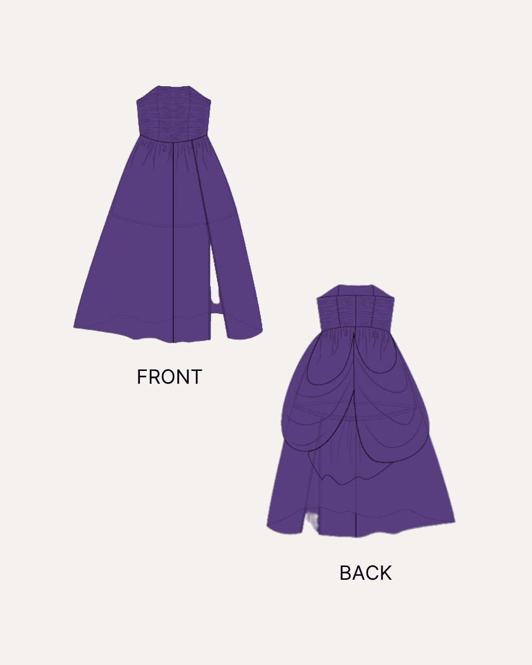 Strapless Gown Sewing Pattern 'Viola' | Women's PDF Evening Wear   Winslet's Sewing Patterns