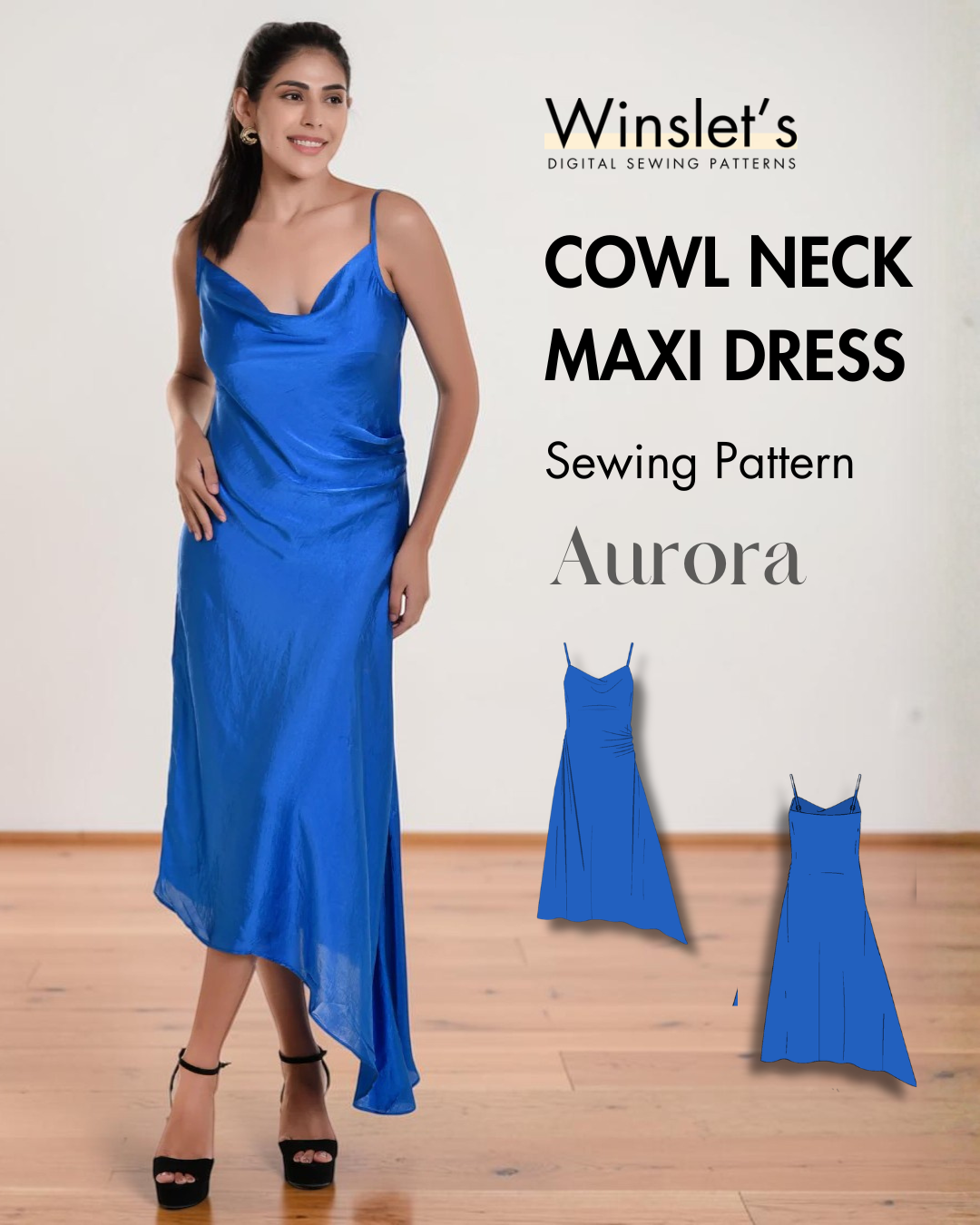 maxi dress sewing pattern Cowl Neck Pattern by Gina Renee Calvin Klein Collection Dresses Size (US):9 REBELATHEART
