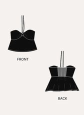Illustration of front and back design of halter top 'Alice' sewing pattern