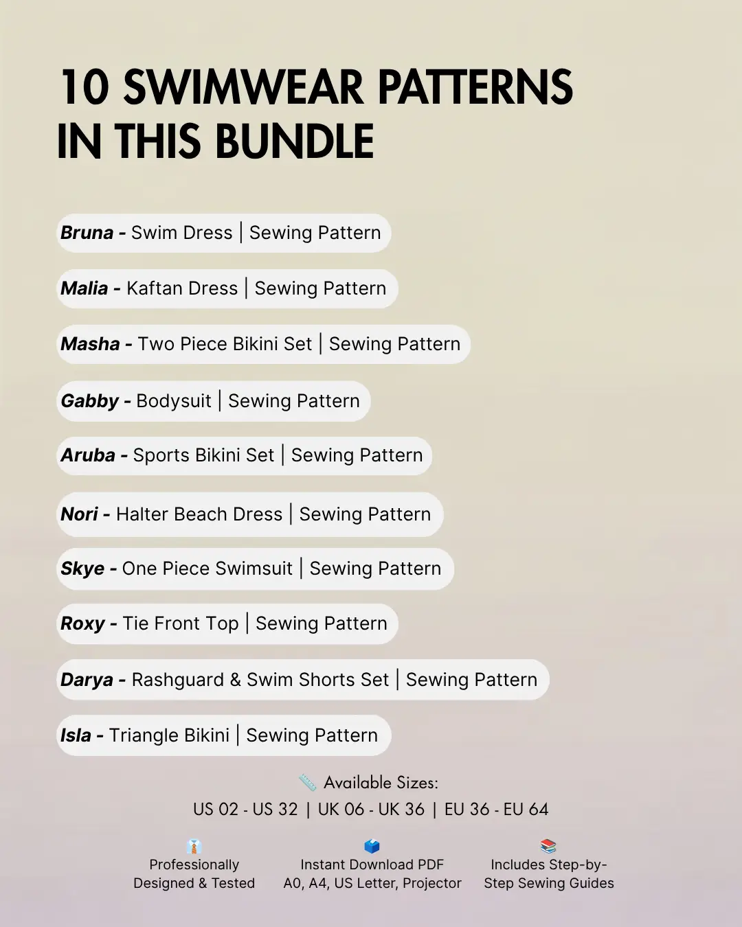 Swimwear Bundle: 10 Summer Friendly Sewing Patterns