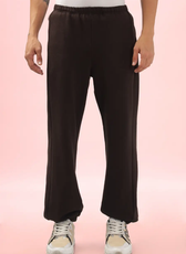 Front view of men's joggers made using the 'Louis' sewing pattern. Features a full elastic waistband and a relaxed straight-leg fit.