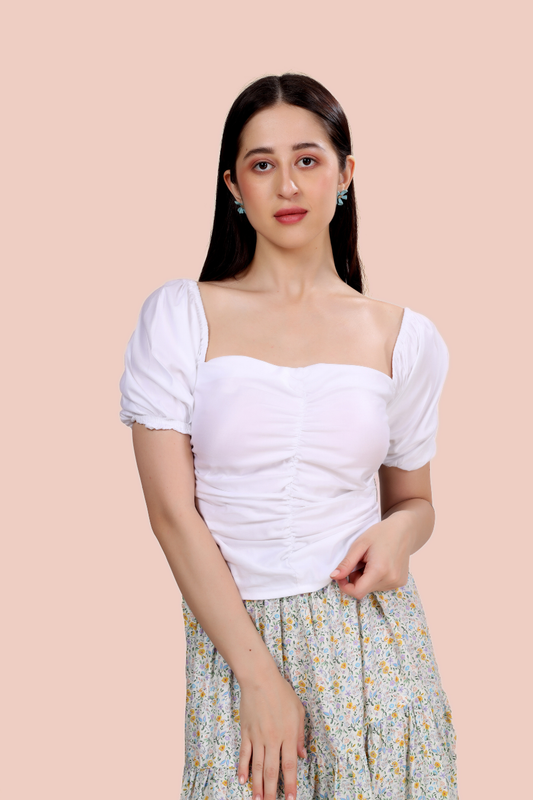 Puff Sleeves Ruched Top Sewing Pattern 'Maple'