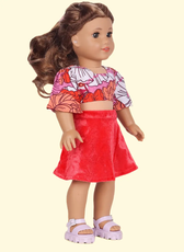 70's Pop Doll Outfit – Crop Top & Flared Skirt Set Sewing Pattern 'Cindy'