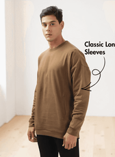 Close-up of men's sweatshirt pattern with crew neckline and panel detailing